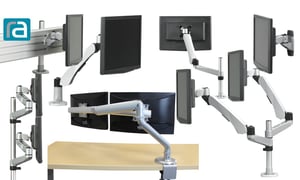 Triple Monitor Desk Mount w/ Spring Arms Dark Gray