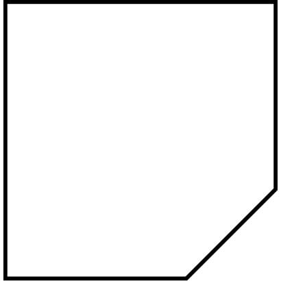 Corner-diagonal desk top shape line drawing