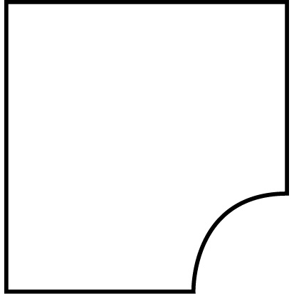 Corner-radius desk top shape line drawing