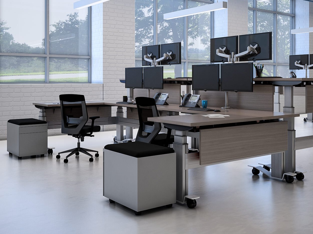 Office layout with Elegante XT electric height adjustable tables